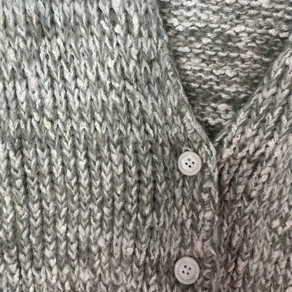 Vintage Robert Scott Gray V-Neck Cardigan 1980s Taiwan Retro Medium - Picture 2 of 6